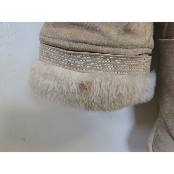 VTG Winlet‎ Leather Coat Jacket  Womens M Faux Fur Lined Tan 80s Suede Leather - Picture 6 of 14